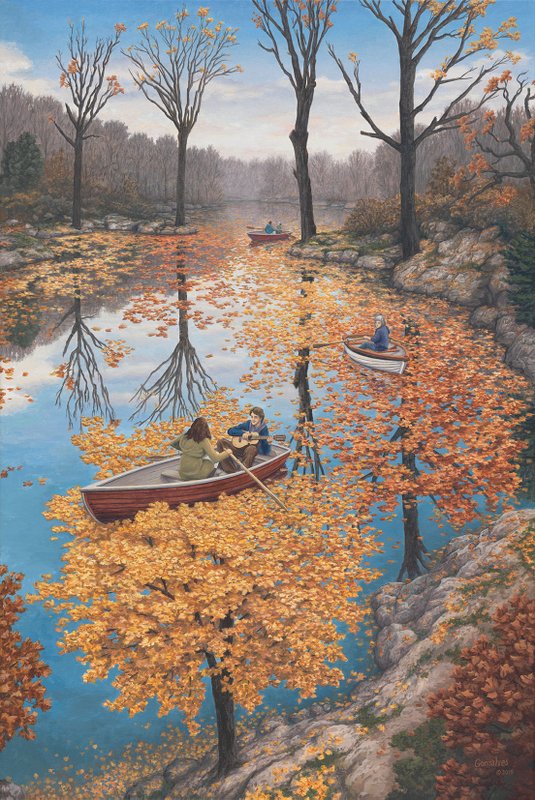 ロブ・ゴンサルヴェス 「Fall Floating」Rob Gonsalves ジグレー版画選べる新品額付　国内 送料無料