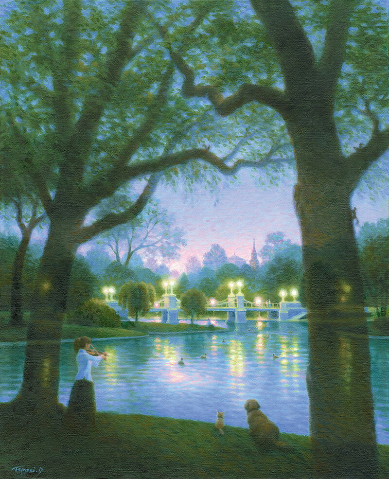 笹倉 鉄平「穏やかに、ゆるやかに…」- Public Garden, Boston -2026年9月中旬リリース キャンバス・ジクレー 額付版画作品【送料無料】