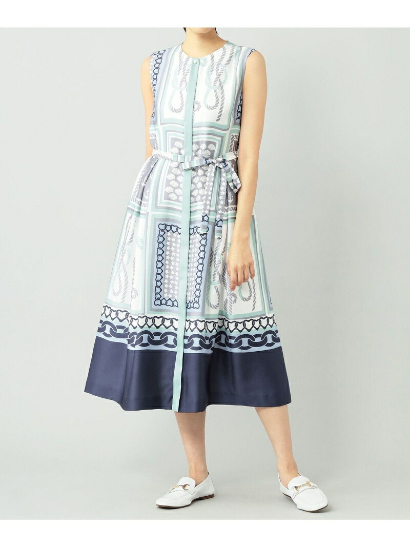 【SALE／60%OFF】マリンスカーフプリントワンピース GRACE CONTINENTAL グレースコンチネンタル ワンピース・ドレス ワンピース ベージュ グリーン【RBA_E】【送料無料】[Rakuten Fashion]のサムネイル