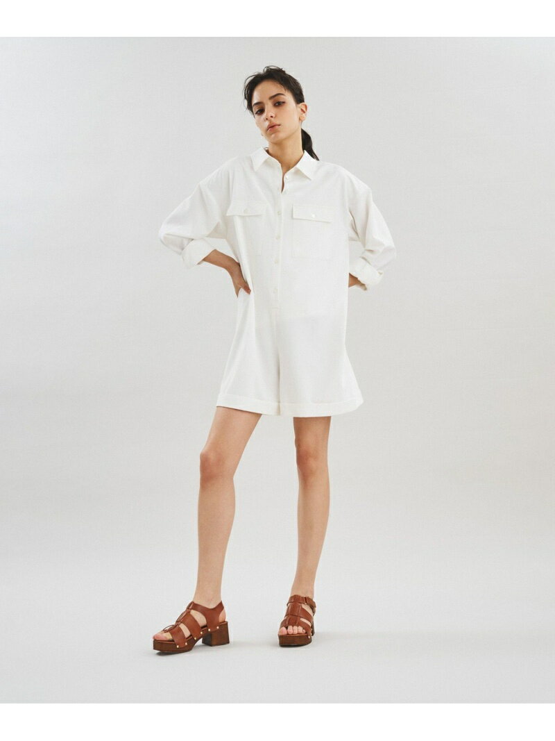 【SALE／60%OFF】シャツサロペット GRACE CONTINENTAL グレースコンチネンタル オールインワン・オーバーオール オーバーオール・サロペット ホワイト ブラック【RBA_E】【送料無料】[Rakuten Fashion]