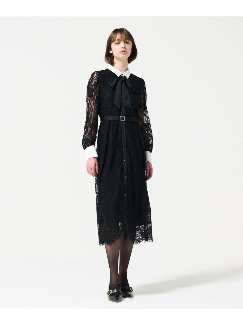 【SALE／50%OFF】コードレースシャツドレス GRACE CONTINENTAL グレースコンチネンタル ワンピース・ドレス ドレス ホワイト ブラック【RBA_E】【送料無料】[Rakuten Fashion]のサムネイル