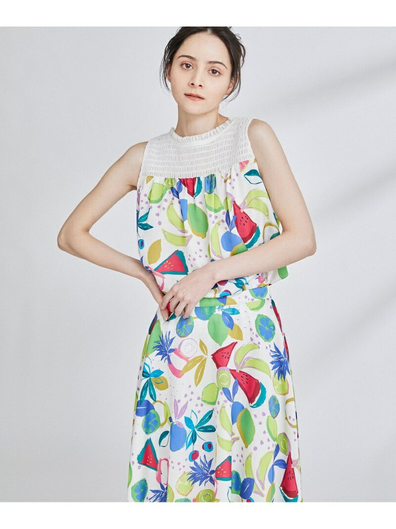 【SALE／40%OFF】フルーツプリントシャーリングトップ GRACE CONTINENTAL グレースコンチネンタル トップス シャツ・ブラウス ホワイト ブラック【RBA_E】【送料無料】[Rakuten Fashion]のサムネイル