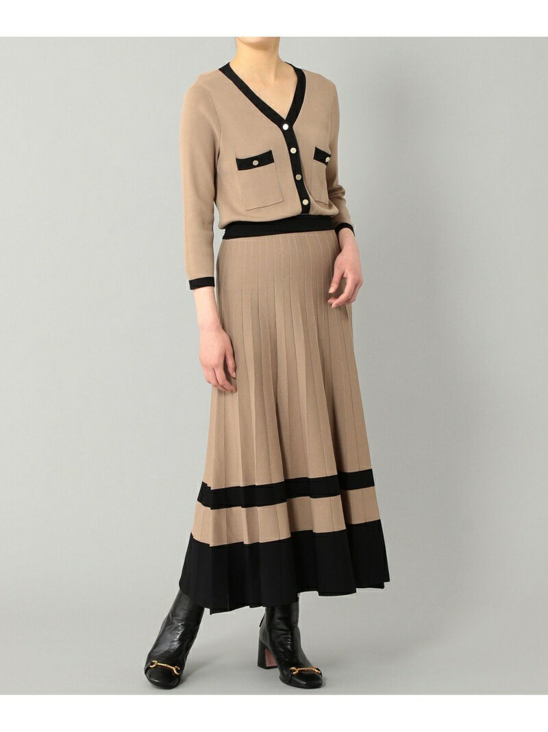 バイカラーVネックニットワンピース GRACE CONTINENTAL グレースコンチネンタル ワンピース・ドレス ワンピース ベージュ ブラック レッド【送料無料】[Rakuten Fashion]のサムネイル