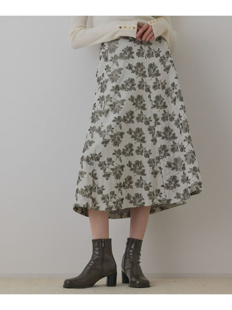 ラメフラワージャガードフレアスカート GRACE CONTINENTAL グレースコンチネンタル スカート ミディアムスカート ベージュ ブラック【送料無料】[Rakuten Fashion]