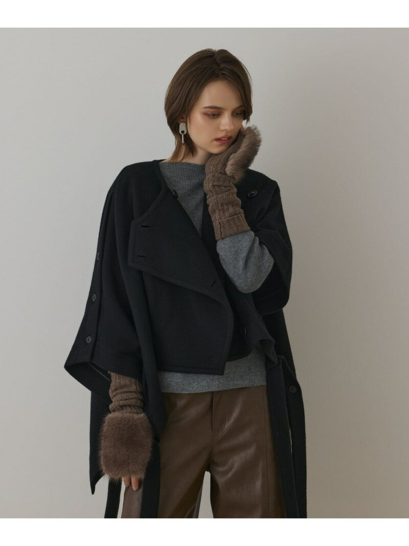 【SALE／10%OFF】ライトビーバーポンチョ GRACE CONTINENTAL グレースコンチネンタル ジャケット・アウター ポンチョ ブラック ベージュ【RBA_E】【送料無料】[Rakuten Fashion]