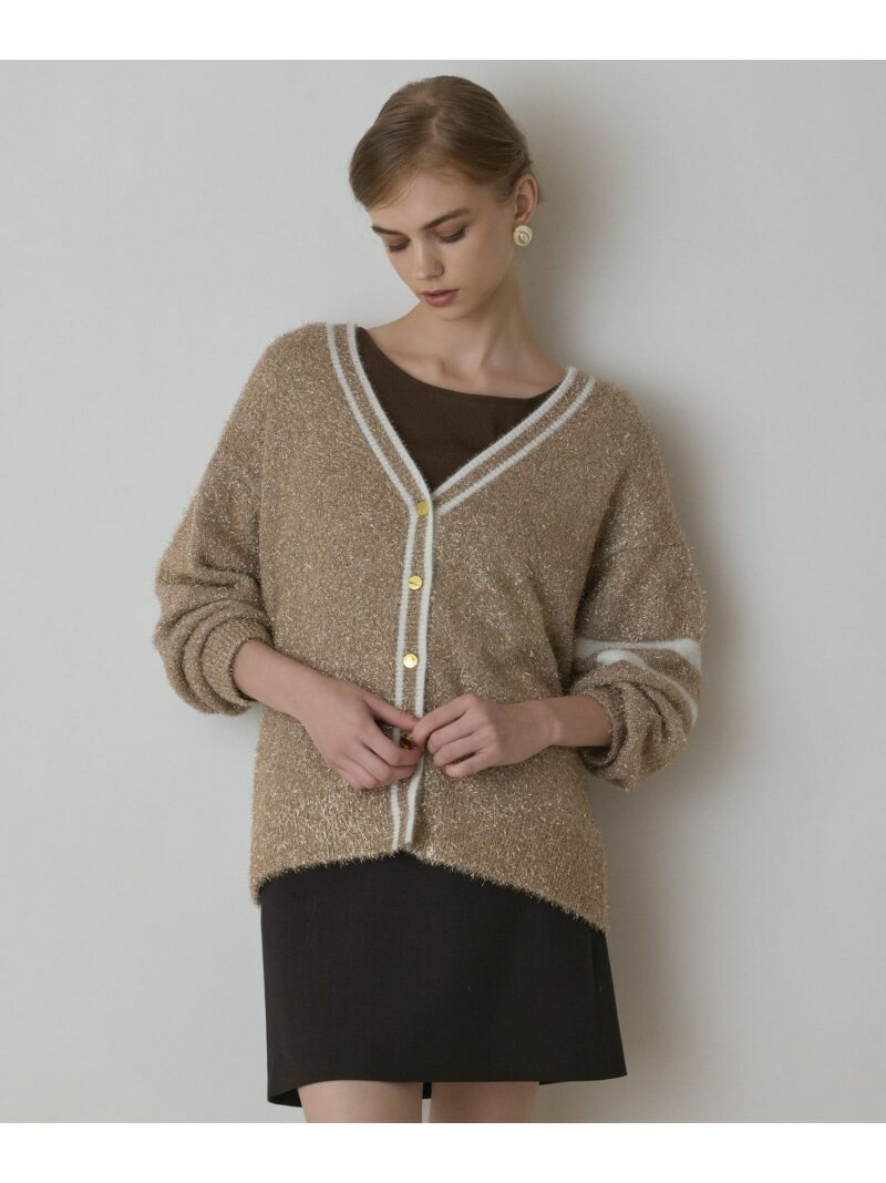 グリッターニットカーディガン GRACE CONTINENTAL グレースコンチネンタル トップス カーディガン ホワイト グレー ベージュ【送料無料】[Rakuten Fashion]のサムネイル