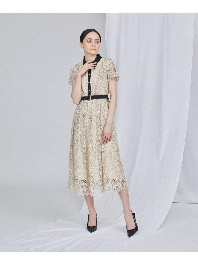 【SALE／30%OFF】フリルレースワンピース GRACE CONTINENTAL グレースコンチネンタル ワンピース・ドレス シャツワンピース ブルー ベージュ ブラック【RBA_E】【送料無料】[Rakuten Fashion]のサムネイル