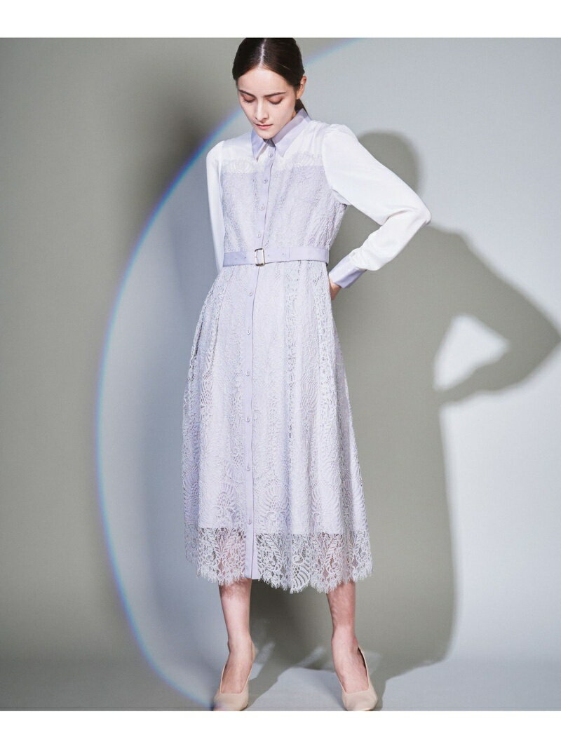【SALE／30%OFF】レース切替シャツワンピース GRACE CONTINENTAL グレースコンチネンタル ワンピース・ドレス シャツワンピース ブラック グレー【RBA_E】【送料無料】[Rakuten Fashion]のサムネイル