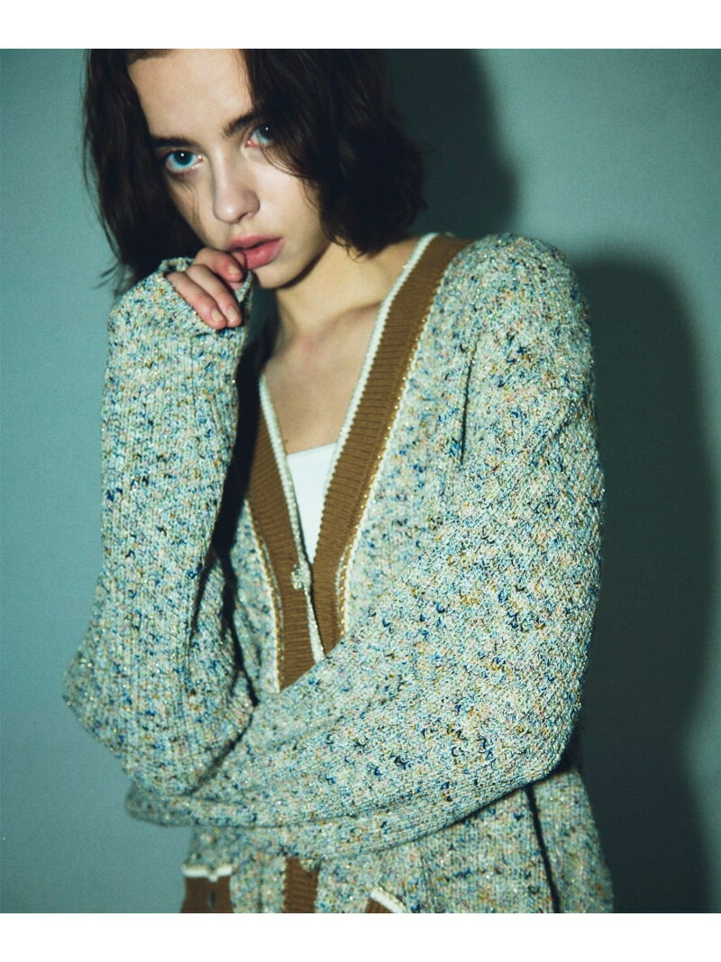 ミックスヤーンラメニットカーディガン GRACE CONTINENTAL グレースコンチネンタル トップス カーディガン ベージュ オレンジ【送料無料】[Rakuten Fashion]のサムネイル