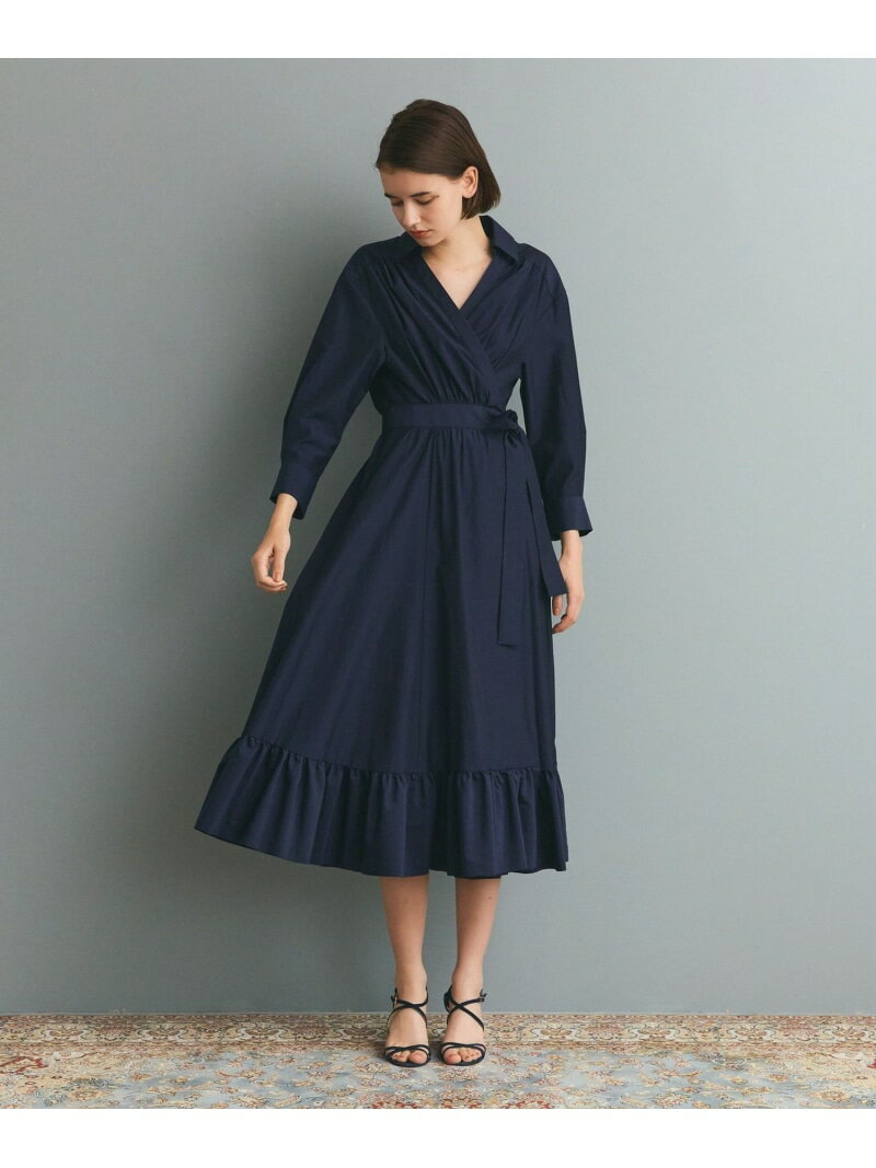 カシュクールシャツワンピース GRACE CONTINENTAL グレースコンチネンタル ワンピース・ドレス シャツワンピース ネイビー ベージュ【送料無料】[Rakuten Fashion](4)