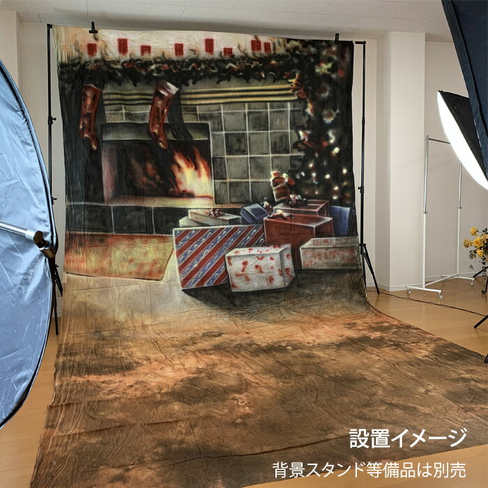 撮影用背景布 手描き クリスマス 布背景 約2.8m×6m 布バック スタジオ大型全身撮影用paintingcloth_ms-738