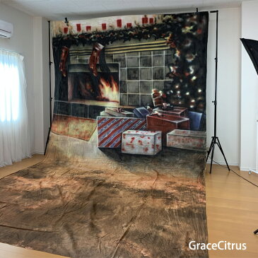 撮影用背景布 手描き クリスマス 布背景 約2.8m×6m 布バック スタジオ大型全身撮影用paintingcloth_ms-738
