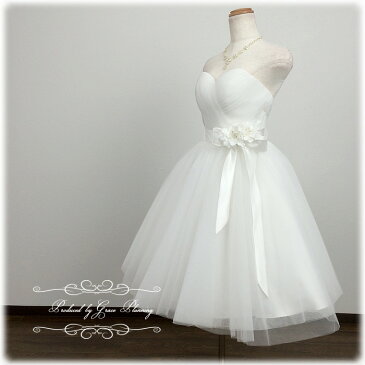 ウェディングドレス 二次会 白 ミモレ丈 ミディドレス WeddingDress 5号7号9号11号13号15号 gcd_8861 ウエディングドレス 花嫁 ドレス 人気です