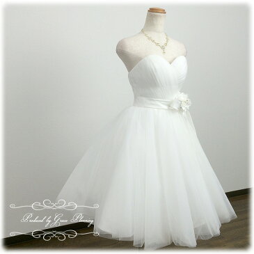ウェディングドレス 二次会 白 ミモレ丈 ミディドレス WeddingDress 5号7号9号11号13号15号 gcd_8861 ウエディングドレス 花嫁 ドレス 人気です