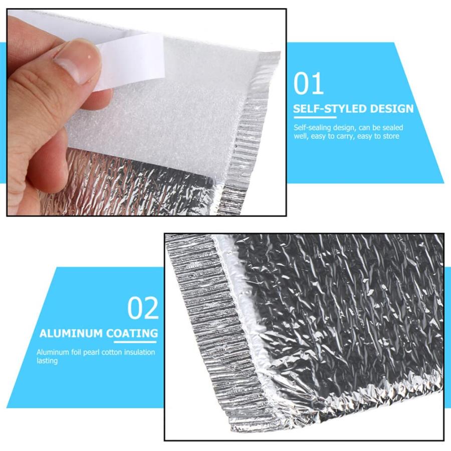 パッケージバッグ 保冷バッグ 保冷袋 100枚セット アルミ袋 テープ付き 密封性 厚い ソフト 簡易包装 業務用 夏 猛暑対策 テイクアウト