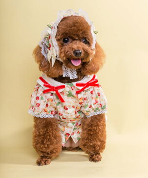 ドッグウェア ワンピース 犬 愛犬 ドッグ用品 ドッグ さくらんぼ チェリー柄 レース ヘッドアクセ フリル キュート 女の子 リボン お出かけ お嬢様 ラブリー ブルー レッド イエロー ホワイト ペット ペット用品 オシャレ 可愛い お洒落 動物 かわいい /[abl61]