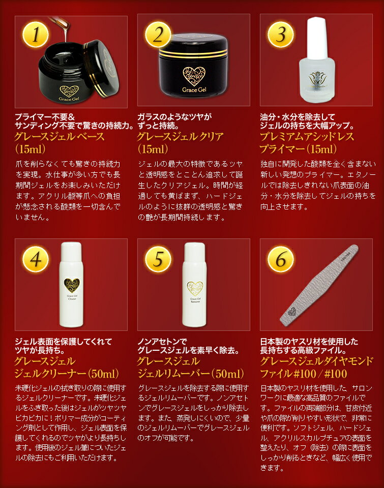 10P04oct13●メール便不可●☆着後レビューで送料無料☆最強のジェルネイルスターターキット！グレースジェルプロフェッショナルスターターキットクリア説明書付