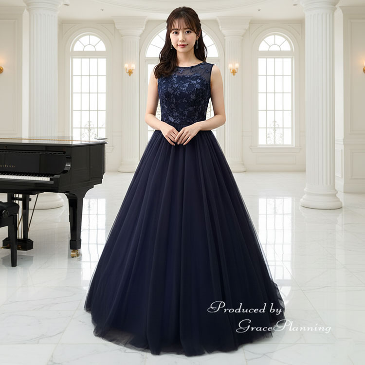 【NEW】カラードレス ウェディングドレス 演奏会用ドレス パーティドレス プリンセスライン(7号9号11号 /S-M-Lサイズ/ネイビー 紺色)演奏会用ドレス 舞台ステージ衣装 二次会 花嫁衣裳 前撮り 後撮り 謝恩会パーティ ファスナー(cd7006nv-t)