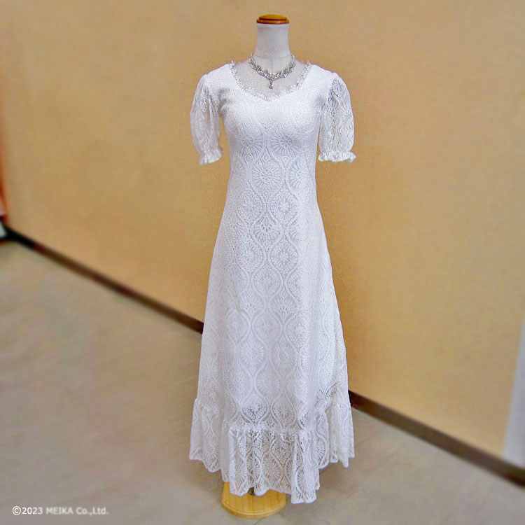 【在庫処分価格】ウエディングドレス 前撮り ウェディングドレス パーティドレス ワンピース ロング丈 Aライン 袖あり 半袖 背中ファスナー (7号 9号 /S...