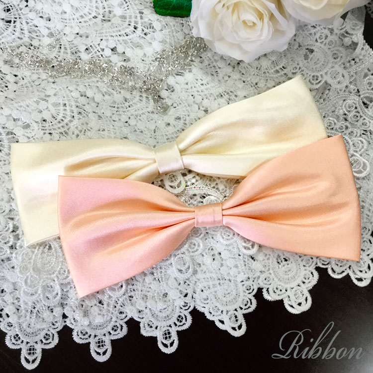 リボン アレンジリボン ヘッドドレス (アイボリー ピーチ ) ウェディングドレス カラードレス バックリボン アレンジ ウエディング 結婚式 二次会 パーティ...