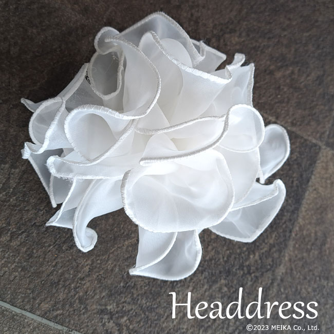 【訳あり/outlet】ヘッドドレス フラワーイメージヘッドドレス 髪飾り(オフホワイト)オーガンジーコサージュ　ブライダルヘアアクセサリー 結婚式 二次会 花嫁 イベント コスプレ 舞台 発表会 ステージ フリル grace企画オリジナル (cs2113ow-t)