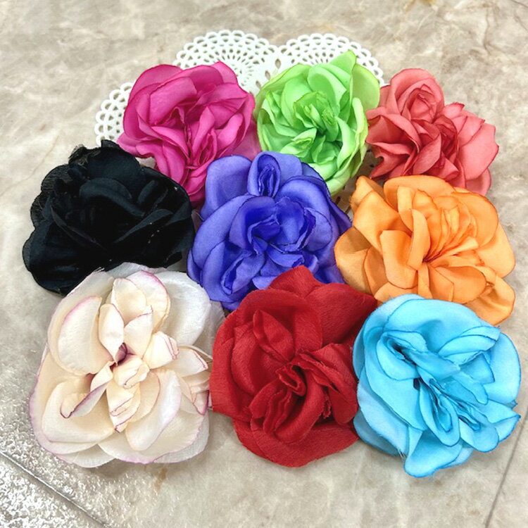 【単品or同色2個セット】コサージュ 全9色( 黒 赤 青 橙 緑 紫 レッド ブラック ブルー オレンジ グリーン ローズピンク コーラルピンク アイボリー ...