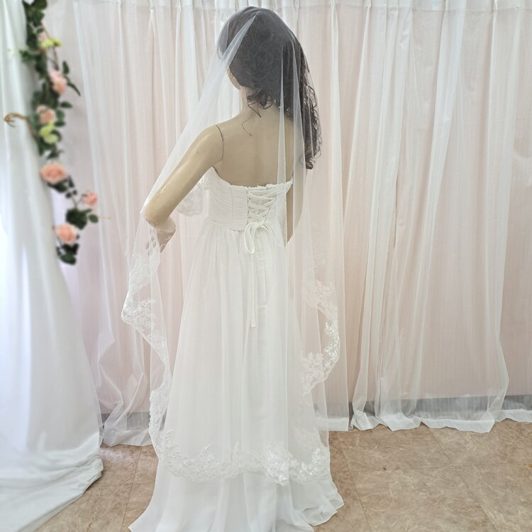【NEW】ウェディングベール 花柄レース 刺繍 ウエディングベール マリアベール 前撮り 後撮り 二次会 結婚式 花嫁 イベント コスプレ 挙式(ve2608-t)