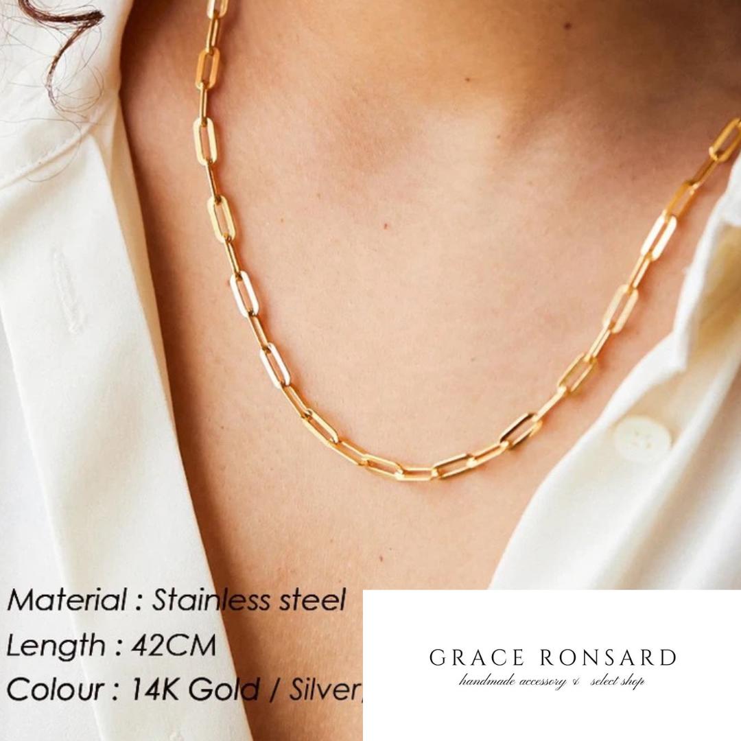 大人可愛い雑貨店　GRACE RONSARDの金属アレルギー対応　着けっぱなしOK ネックレス　クリップチェーン　ゴールドチェーン　シルバーチェーン｜アングル2