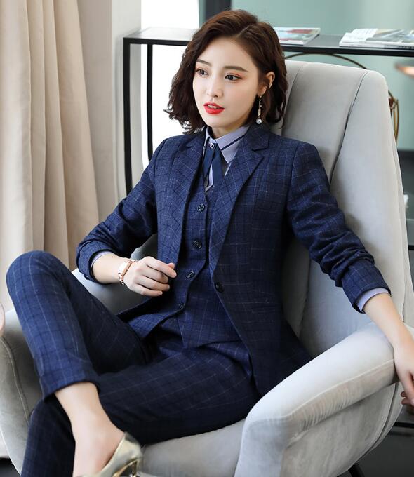 洗えるスーツ4点セットスーツ 制服 ビジネス 長袖ジャケット+パンツ+シャツ+ベスト オフィス OL フォーマル 通勤 着痩せ 春秋着