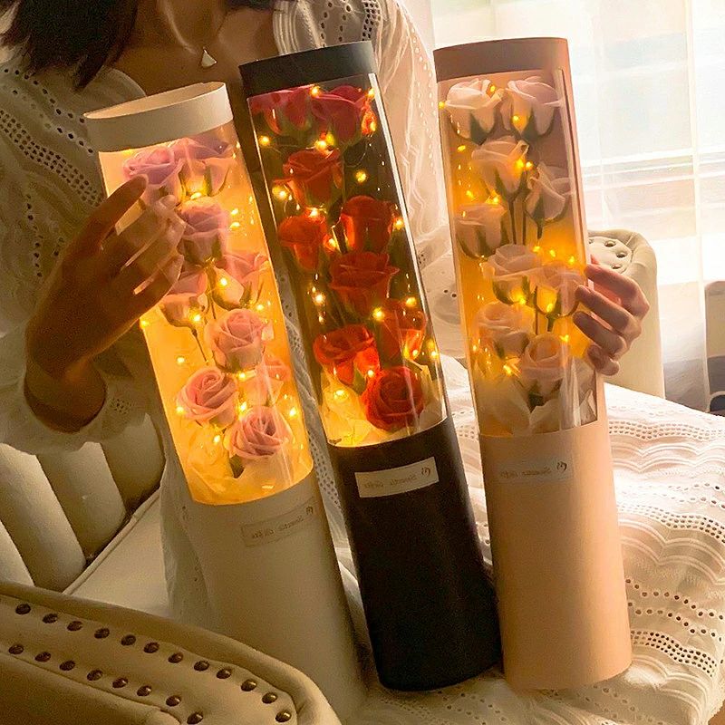 Other - ソープフラワー 花束 バレンタイン プレゼント 光る LEDライト付き 造花 お母さん 感謝 ソープフラワー ブーケ ボックス バラ カーネーション 結婚祝い 誕生日 卒業 ギフト シャボンフラワー 贈り物 ミニブーケ アレンジメント 飾る バレンタインデー 石鹸花 母の日 父の日
