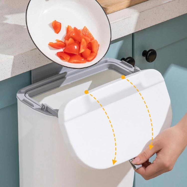 壁掛けゴミ箱 ゴミ箱 ふた付き 12L 壁掛け ごみ箱 大容量 蓋つき スライド式 多機能 ぶら下げごみ箱 生ゴミ ダストボックス 広口 吊るす 収納 省スペース おしゃれ 洗面所 室内用 キッチン バスルーム ベッドルーム オフィス トイレ用 北欧 おしゃれ [2]