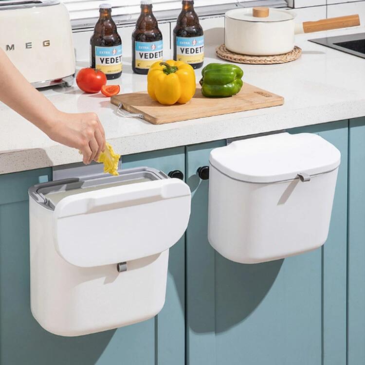 壁掛けゴミ箱 ゴミ箱 ふた付き 12L 壁掛け ごみ箱 大容量 蓋つき スライド式 多機能 ぶら下げごみ箱 生ゴミ ダストボックス 広口 吊るす 収納 省スペース おしゃれ 洗面所 室内用 キッチン バスルーム ベッドルーム オフィス トイレ用 北欧 おしゃれ [3]