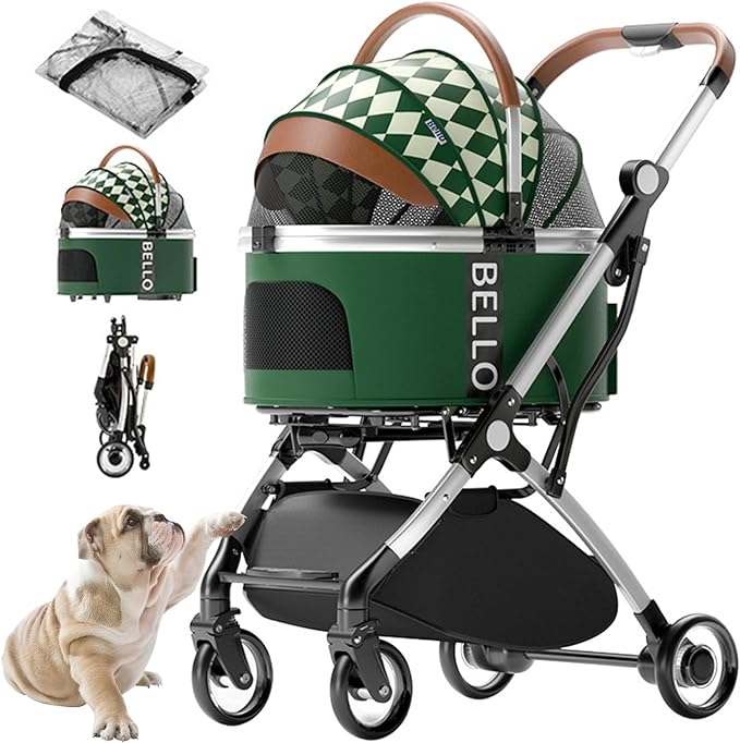 Nursing Cart - 3-in-1 高級犬/猫ベビーカー、 ポータブルジョガートラベルペットベビーカー用小型犬猫、 取り外し可能なキャリア付きノージップ犬ベビーカー