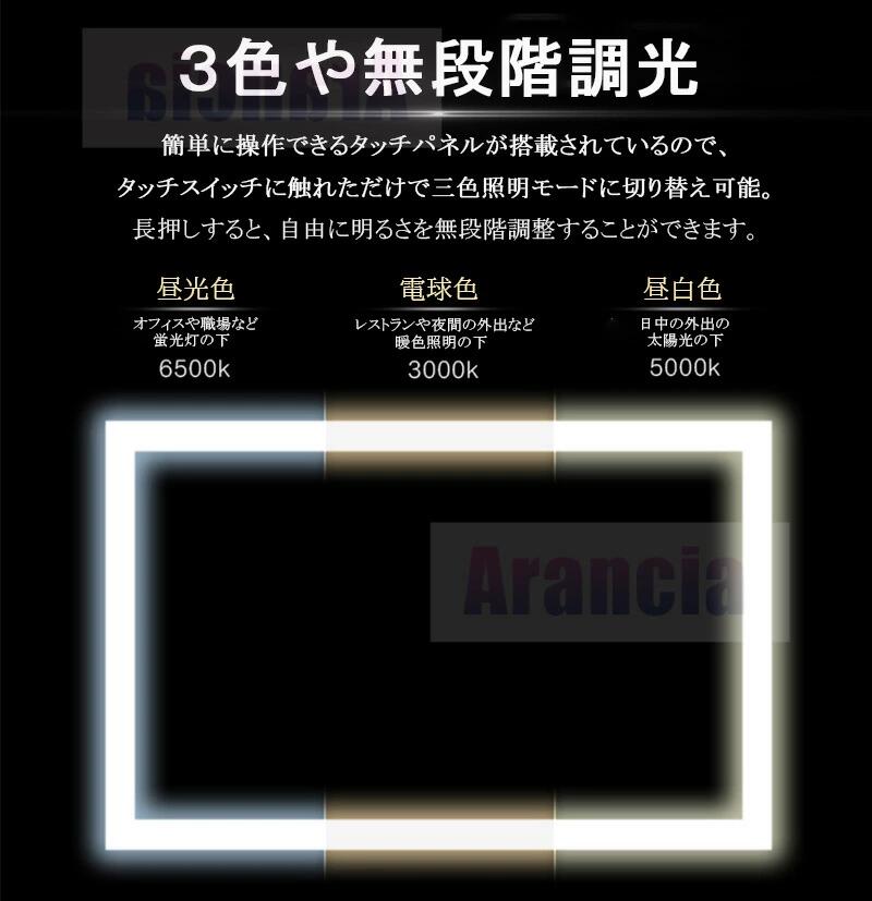 ミラー 三面鏡 壁掛け 折りたたみ鏡 大きい led ライト 鏡 三面鏡 LED 鏡 壁掛け ...