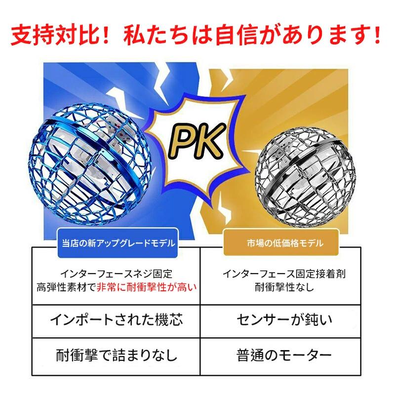 フライングボール 空飛ぶ光る浮くLED 不思議 ドローン 回る おもちゃ スピナーボー...