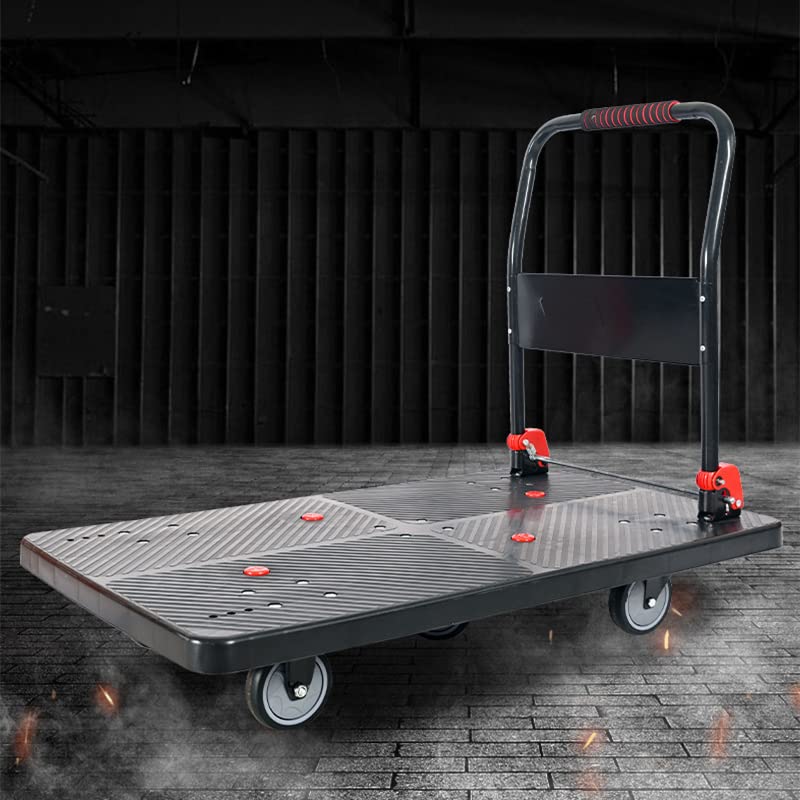 Rakuten - 耐荷重500kg 折りたたみ式 5輪 運搬台車 荷台車 キャリーカート業務用台車板運搬車 長尺物台車 多機能台車 調整可能な 輸送 多用途 ガラス 建設現場 建物 業務用 家庭用 サイレントホイール