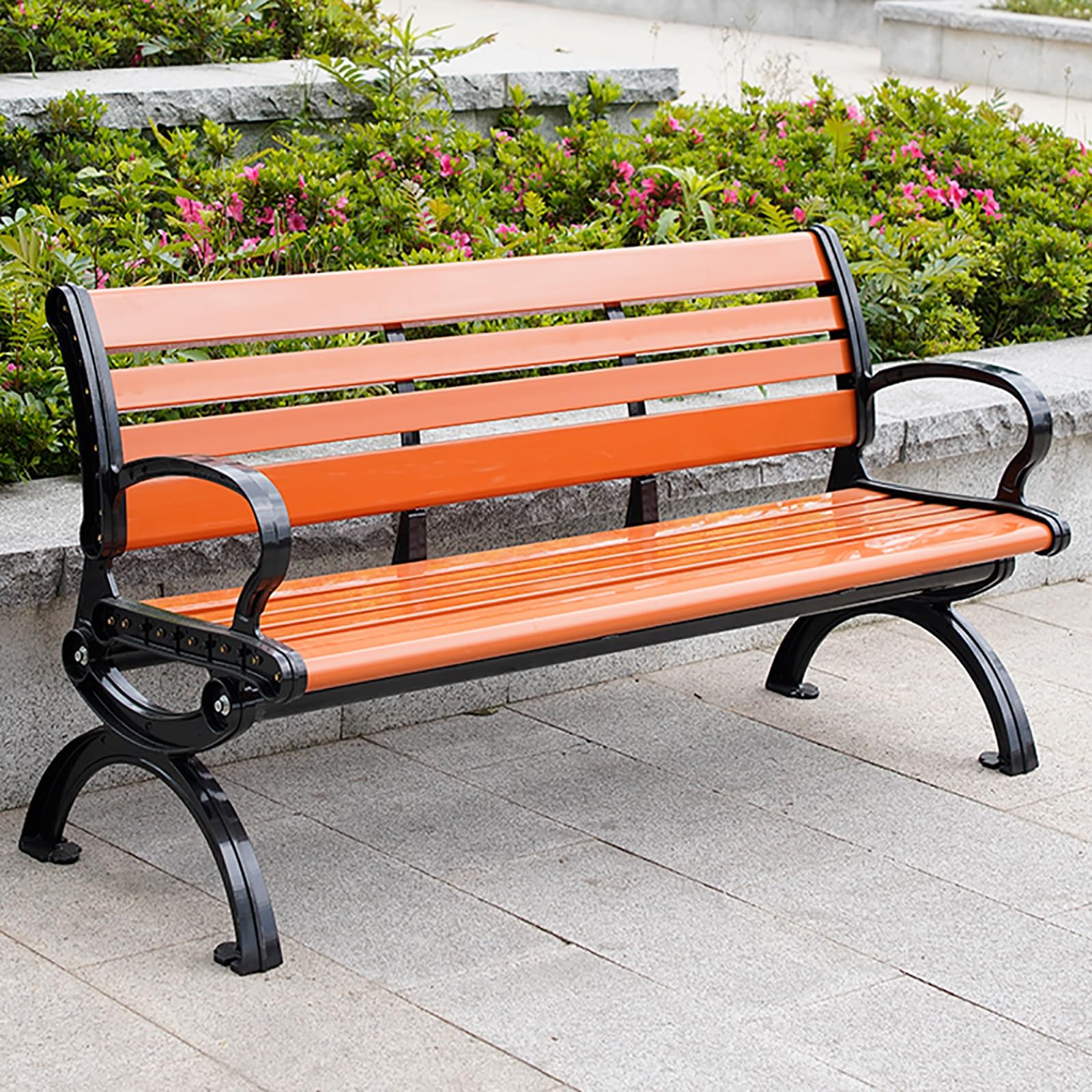 Benches - ガーデンチェア ローズガーデンベンチ ガーデンベンチベランダ ベンチ 屋外ベンチ 鋳造アルミニウムフレーム 背もたれと肘掛け付
