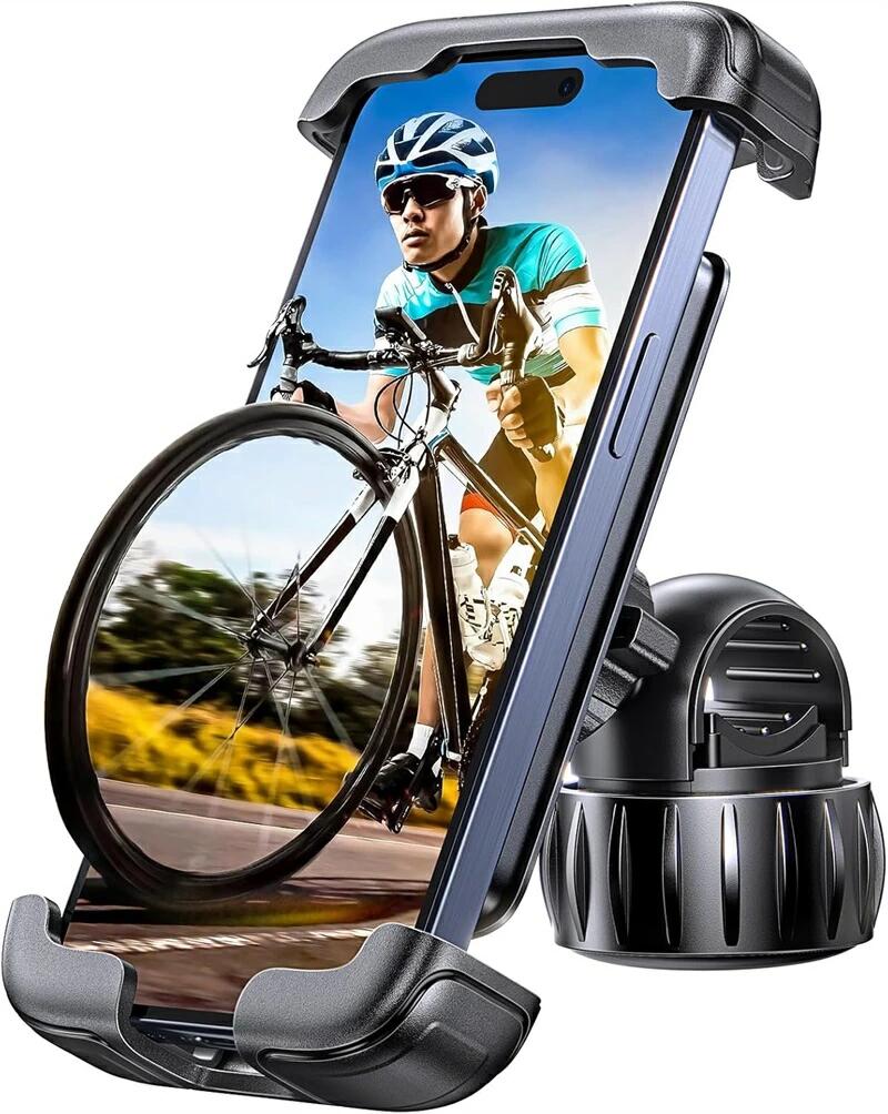 [安定した設計：スマホを全面的に保護します]この自転車 スマホホルダーは、独自の安定設計を採用しており、片手で迅速にスマホを取り付けたり取り外したりすることができます。たとえ荒れた道を走行しても、スマートフォンは自転車のハンドルバーにしっかりと固定され、振動によって落下することはありません。背面の安全ロック機構により、ロックを閉じると自転車 スマホホルダーがスマホを確実に固定し、再び動くことはありません。たとえ暴風雨の中で自転車が滑りやすい路面で倒れても、この自転車 携帯ホルダーはスマホをしっかり保護し、損傷を防ぎます。安心して自転車を走らせ、道中の景色を楽しむだけで大丈夫です。 [5秒で取り付け可能：迅速で簡単な取り付け方法]この自転車 携帯ホルダーは、独自のノブ固定方式を採用し、ノブベースを使って自転車のハンドルバーにしっかりと取り付けます。全方位を囲むグリップ式固定デザインを採用しており、内蔵された滑り止めシリコンパッドがハンドルバーを保護するとともに、ホルダーとハンドルバー間の摩擦力を増加させ、よりしっかりと固定します。この自転車スマホホルダーは組み立てが簡単で、取り付けが迅速に行え、大きな力を必要とせず操作が可能で、様々な人々に適しています。 [100%シリコン保護：超強力な衝撃吸収性能]スマートフォンを保護するために、この自転車用スマホホルダーは四面にシリコンパッドを装備しています。舗装の悪い道路を走行する際には、四隅のシリコンパッドが自転車からの振動を吸収し、衝撃がスマートフォンに伝わるのを防ぎます。さらに、スマートフォンの背面にあるシリコンパッドは後置きカメラを保護し、傷や擦り傷から守ります。100%のシリコン保護が、安全な走行を実現する完璧なソリューションを提供します。 [広範な互換性：自転車 /ロードバイク/ 電動自転車 / 原付]この自転車用スマホホルダーは、直径0.6インチから1.57インチまでの円形ハンドルバーに対応しており、非常に広範な適応性を持っています。この広い互換性により、日本の高校生がよく使うロードバイク、主婦が使用する自転車、会社員の通勤用電動自転車など、さまざまなバイクに対応可能です。この自転車 スマホスタンドは、あなたの移動に欠かせない自転車用品です。 [スマホ互換性：より大きなサイズであなたのニーズに応えます]一般的な市販の自転車携帯ホルダーは4.7インチから6.8インチ、15mmの厚み（ケースを含む）に対応していますが、4.7インチから7インチ、20mmの厚みのスマートフォンに対応しており、iPhone 15 Pro Max、Samsung Galaxy S24、Sony、FCNT、SHARPなどほとんどのスマートフォンに対応できます。このスマホ 自転車 ホルダーは、市場に一般的なサイズ互換性の特徴を上回り、さまざまな使用ニーズに対応できます。 [360度水平回転：より多くの角度の可能性]この自転車 スマホホルダーを使用する際には、お好みに応じて水平に360度回転させることができ、スマホナビゲーション機能の使用や情報の確認に対応します。また、自転車 携帯ホルダーの前後の角度も調整可能で、屋外での日光直射によるナビゲーションの視認性を改善します。底座とホルダーの接続部にはダンピングとゴムボール設計が施されており、自転車用スマホホルダーを希望の角度にしっかり固定でき、軽微な振動によってずれることはありません。[安定した設計：スマホを全面的に保護します]この自転車 スマホホルダーは、独自の安定設計を採用しており、片手で迅速にスマホを取り付けたり取り外したりすることができます。たとえ荒れた道を走行しても、スマートフォンは自転車のハンドルバーにしっかりと固定され、振動によって落下することはありません。背面の安全ロック機構により、ロックを閉じると自転車 スマホホルダーがスマホを確実に固定し、再び動くことはありません。たとえ暴風雨の中で自転車が滑りやすい路面で倒れても、この自転車 携帯ホルダーはスマホをしっかり保護し、損傷を防ぎます。安心して自転車を走らせ、道中の景色を楽しむだけで大丈夫です。 [5秒で取り付け可能：迅速で簡単な取り付け方法]この自転車 携帯ホルダーは、独自のノブ固定方式を採用し、ノブベースを使って自転車のハンドルバーにしっかりと取り付けます。全方位を囲むグリップ式固定デザインを採用しており、内蔵された滑り止めシリコンパッドがハンドルバーを保護するとともに、ホルダーとハンドルバー間の摩擦力を増加させ、よりしっかりと固定します。この自転車スマホホルダーは組み立てが簡単で、取り付けが迅速に行え、大きな力を必要とせず操作が可能で、様々な人々に適しています。 [100%シリコン保護：超強力な衝撃吸収性能]スマートフォンを保護するために、この自転車用スマホホルダーは四面にシリコンパッドを装備しています。舗装の悪い道路を走行する際には、四隅のシリコンパッドが自転車からの振動を吸収し、衝撃がスマートフォンに伝わるのを防ぎます。さらに、スマートフォンの背面にあるシリコンパッドは後置きカメラを保護し、傷や擦り傷から守ります。100%のシリコン保護が、安全な走行を実現する完璧なソリューションを提供します。 [広範な互換性：自転車 /ロードバイク/ 電動自転車 / 原付]この自転車用スマホホルダーは、直径0.6インチから1.57インチまでの円形ハンドルバーに対応しており、非常に広範な適応性を持っています。この広い互換性により、日本の高校生がよく使うロードバイク、主婦が使用する自転車、会社員の通勤用電動自転車など、さまざまなバイクに対応可能です。この自転車 スマホスタンドは、あなたの移動に欠かせない自転車用品です。 [スマホ互換性：より大きなサイズであなたのニーズに応えます]一般的な市販の自転車携帯ホルダーは4.7インチから6.8インチ、15mmの厚み（ケースを含む）に対応していますが、4.7インチから7インチ、20mmの厚みのスマートフォンに対応しており、iPhone 15 Pro Max、Samsung Galaxy S24、Sony、FCNT、SHARPなどほとんどのスマートフォンに対応できます。このスマホ 自転車 ホルダーは、市場に一般的なサイズ互換性の特徴を上回り、さまざまな使用ニーズに対応できます。 [360度水平回転：より多くの角度の可能性]この自転車 スマホホルダーを使用する際には、お好みに応じて水平に360度回転させることができ、スマホナビゲーション機能の使用や情報の確認に対応します。また、自転車 携帯ホルダーの前後の角度も調整可能で、屋外での日光直射によるナビゲーションの視認性を改善します。底座とホルダーの接続部にはダンピングとゴムボール設計が施されており、自転車用スマホホルダーを希望の角度にしっかり固定でき、軽微な振動によってずれることはありません。