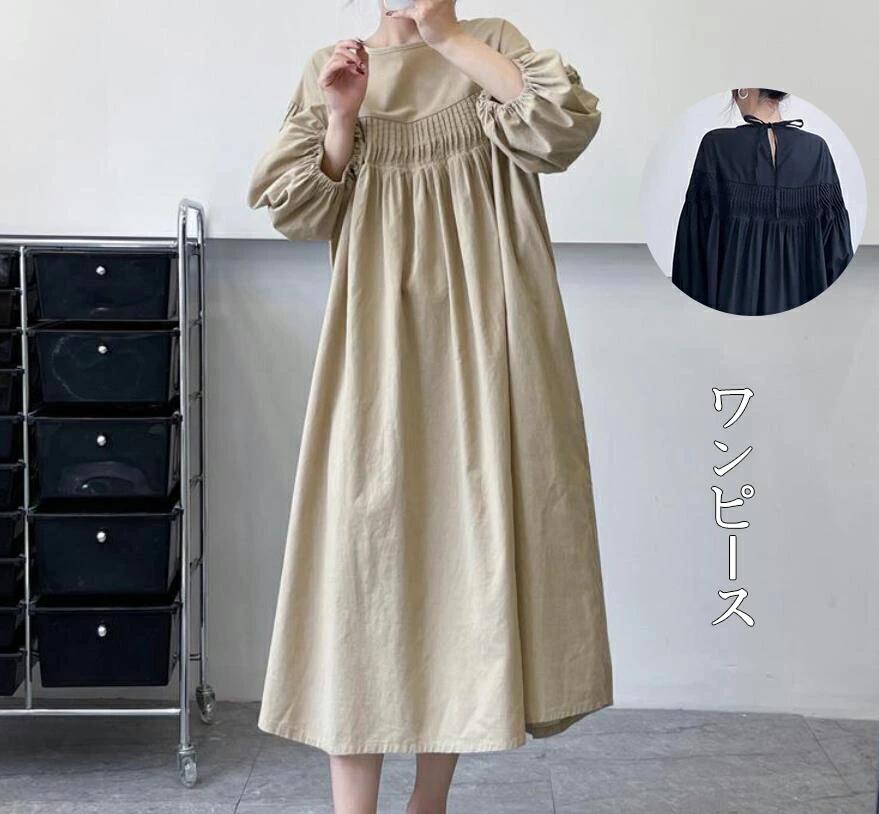 Rakuten - レディース 綿ワンピース かわいい 春夏 ゆったり カジュアル シンプル 上品 大人 女性用 綿カーキ ネイビー海外通販