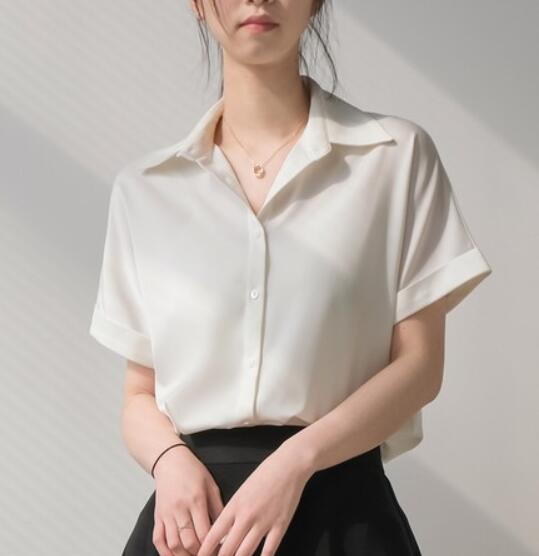 レディース 半袖 夏 ブラウス 女性 オフィスシャツ おしゃれ 可愛い シャツ 半袖 フォーマル ブラウス スーツ シャツ 女性 ビジネス オフィス OL 通勤 夏服 シャツ トップス 事務服 無地 仕事用 カジュアル 大人 オフィス カジュアル ホワイトピンクブルー 海外通販 graceselect327-10018430 Grace Select サンプル画像2