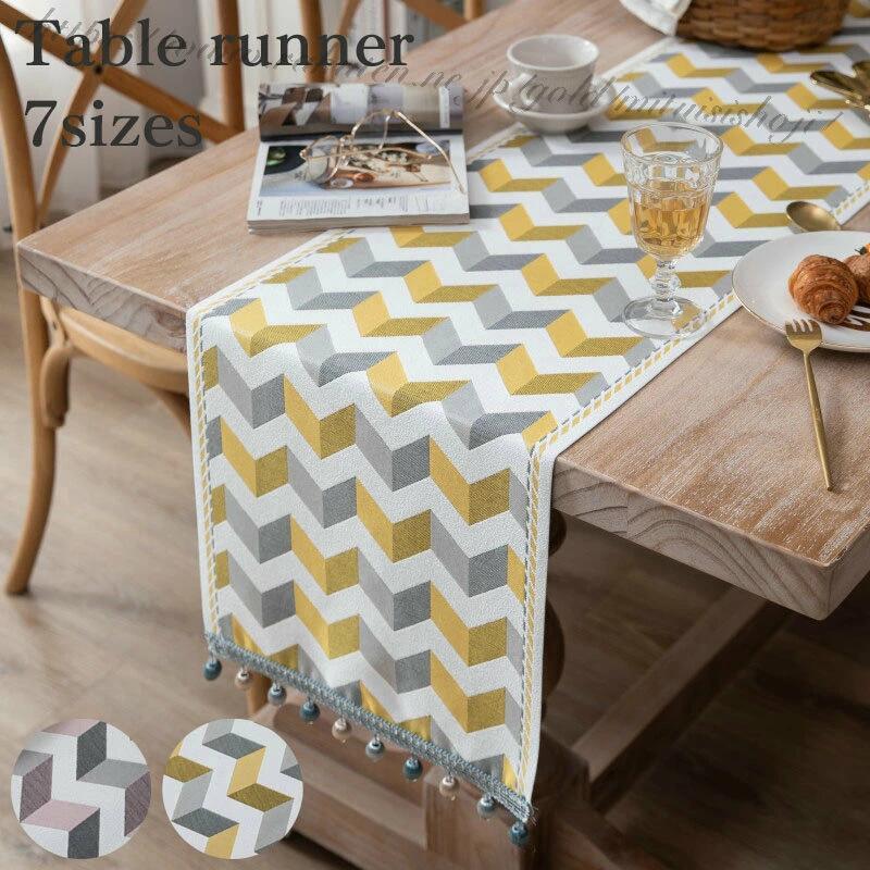 Table Runners - テーブルランナー テーブルクロス 7サイズ イエロー ピンク リバーシブル 食卓ランナー 布 クロス テーブルセンター テーブル ランナー センタークロス 北欧 モダン 和風 ランチョン マット センター クロス タッセル 花瓶敷き 家庭用 業務用 おしゃれ 飾り シンプル 長方形