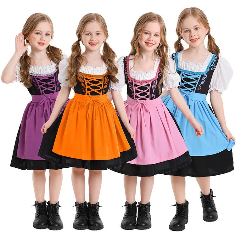 Rakuten - キッズ ワンピース オクトーバーフェスト 子供 メイド服 女の子 コスプレ ドイツ 仮装 ビールお祭り エ 可愛い 衣装 ワンピース
