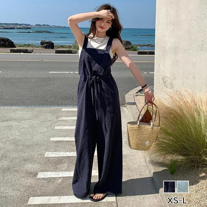 ワイドパンツ レディース ゆったり パンツドレス オーバーオール ガウチョパンツ パンツ オールインワン 体型 サロペットパンツ