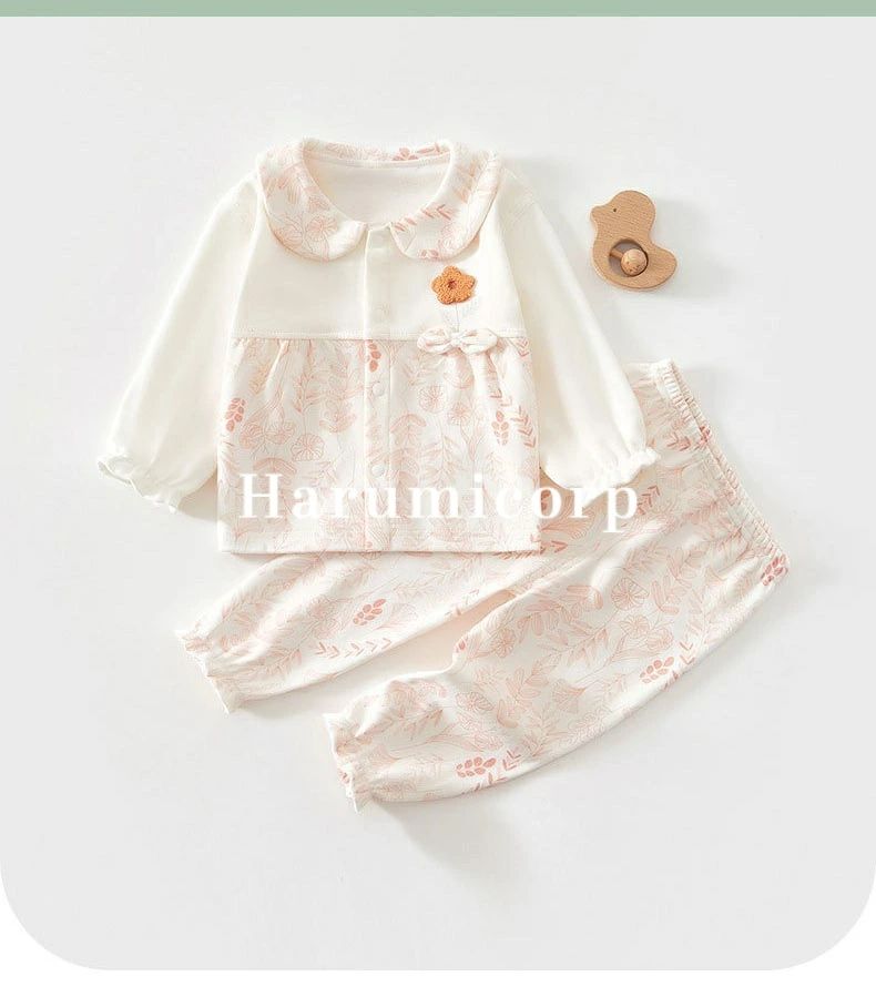 Grace Selectのベビー服 セットアップ キッズ 綿 コットン 新生児 服 赤ちゃん ルームウェア 上下セット 長袖 女の子 男の子 子供服 部屋着 パジャマ 66cm 73cm 80cm 90cm トップス ロングパンツ 春 夏 秋 冬 おしゃれ 可愛い 誕生日 出産お祝い プレゼント 保育園 幼稚園｜アングル2