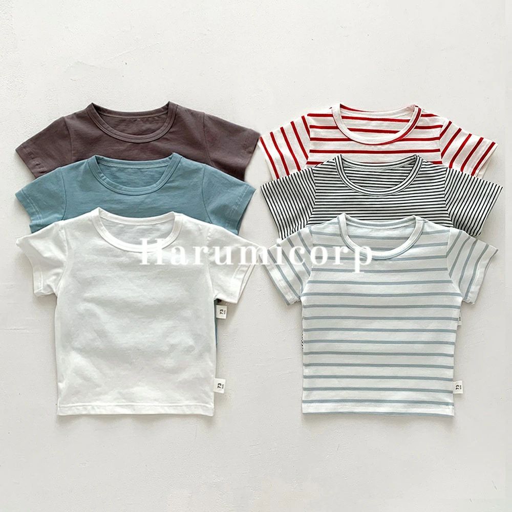 綿 ストライプ 半袖Tシャツ 子供服 tシャツ キッズ ベビー服 男の子 女の子 こども...