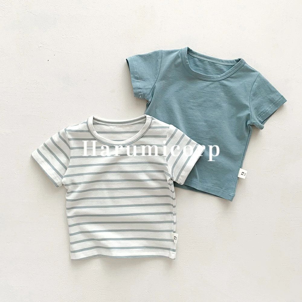 綿 ストライプ 半袖Tシャツ 子供服 tシャツ キッズ ベビー服 男の子 女の子 こども...