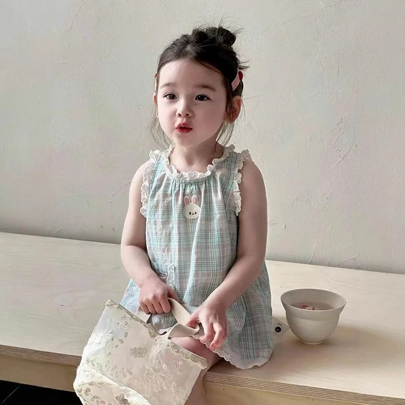 Rakuten - ワンピース キッズ ベビー チェック柄 ワンピース 綿 うさぎ 子供服 女の子 春 夏 子ども服 ジュニア 赤ちゃん 子供ドレス ベビー服 おしゃれ 可愛い 誕生日 プレゼント 入学 入園 幼稚園 小学生 ナチュラル お出かけ 80cm 90cm 100cm 110cm 120cm 130cm