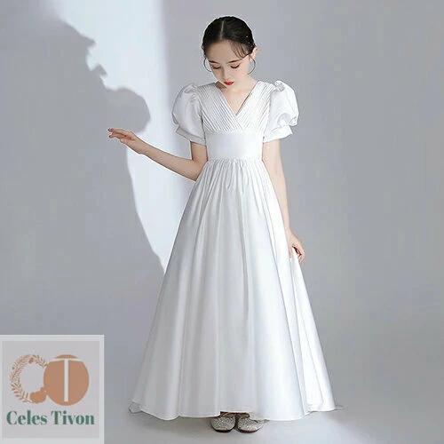 Children's Dresses, Kids Dresses, White Dresses, Girls' Dresses, Long and Short Lengths, Kids' Dresses, Piano Recitals, Concerts, Weddings, Shichi-Go-San (7-5-3 Festival), Entrance Ceremonies, Birthdays, Parties, Formal Wear, Junior Girls' Clothing, Stylish, Sizes 100, 110, 120, 130, 140, 150, 160, Ages 3, 4, 5, 6, 7, 8, 9, 10