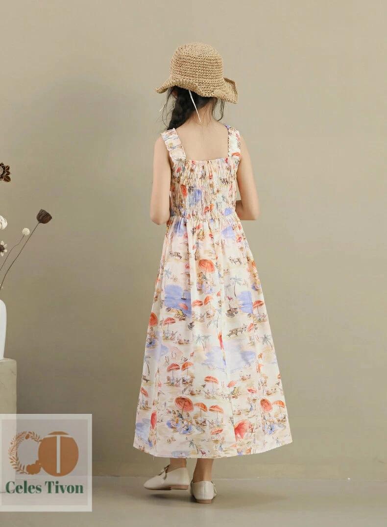 Rakuten - ワンピース 子供 キッズ服 子供服 女の子 子ども服 女の子ワンピース 夏 可愛いワンピース キッズワンピース 花柄ワンピース オシャレ 花柄 おしゃれ 肩フリル ロング丈 可愛い 通園 通学 プレゼント