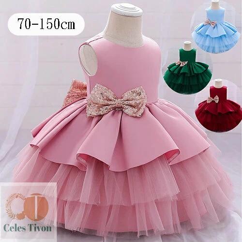 Children's Dress, Baby Dress, One-Piece Dress, Princess Dress, Kids Dress, Sleeveless Dress, Girls' Dress, Kids' Dress, Piano Recital, Concert, Wedding, Shichi-Go-San, Birthday, Party, Formal, Cute, Junior, Girls, 70-150cm, Ages 1, 2, 3, 4, 5, 6, 7, 8, 9, 10, 5 Colors